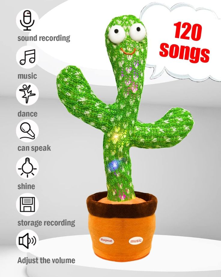 Dancing Cactus Toy for Kids Talking Singing Children Baby Plush Toys Voice Recording Repeats