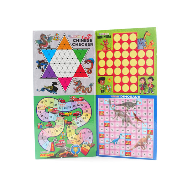 8-in-1 Classic Board Game Set – Ludo, Snake & Ladder, Cricket, Football, Car Race, Dinosaur, Brainvita, and Chinese Checkers